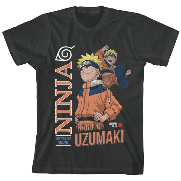 Naruto CLASSIC Boys Black Crew Neck Short Sleeve T-shirt - XS