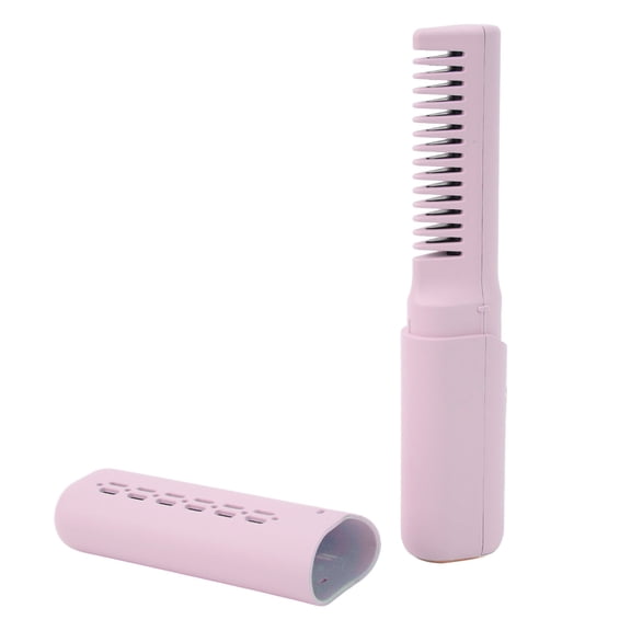 Yajisi Rechargeable Mini Hair Straightener Cordless Hot Comb Brush 3 Adjustable Temperatures 2000mAh Anti-Scald Design for Travel All Hair Types 7.48 inches / 19 cm (Purple)