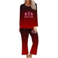 thumbnail image 1 of Rbaofujie Robe pour Femmes Ensemble de Pyjama Décontracté à Imprimé Dégradé Haut et Pantalon Pyjamas d'Automne, 1 of 3