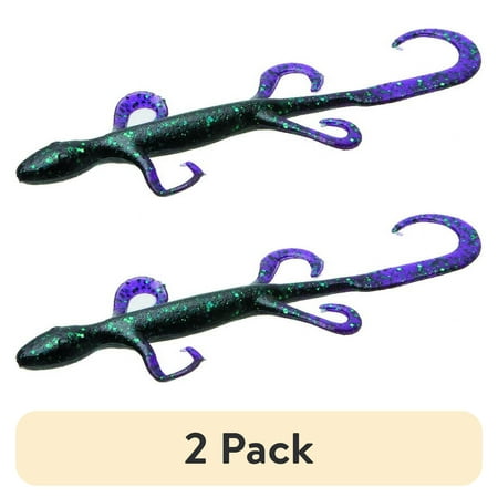 (2 pack) Zoom Lizard Freshwater Soft Plastic Fishing Bait Junebugd 9pk