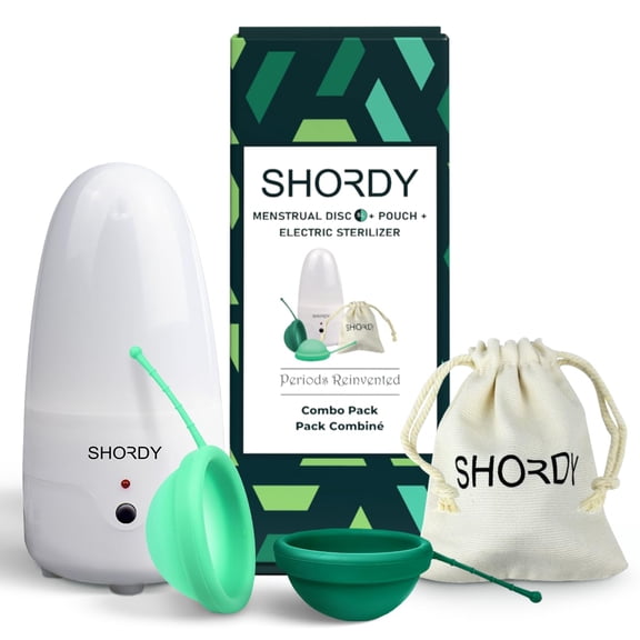 Disco menstrual SHORDY reutilizable con esterilizador pequeño y grande