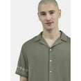thumbnail image 3 of No Boundaries Men's & Big Men's Button Down Embroidered Hem Summer Shirt, Sizes XS-5XL, 3 of 5