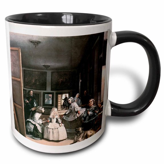 3drose, Las Meninas by Diego Velasqqez, 15oz Two-tone Black Mug