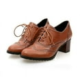 thumbnail image 1 of Spring Mid-heeled Shoes Retro Carved Oxford Shoes, 1 of 3