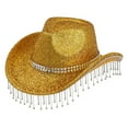 thumbnail image 4 of Big Sale! Unisex Sequin and Pendant Cowboy Hat with Tassels for Music Dance Party Yellow, 4 of 5