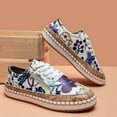 thumbnail image 3 of huanledash Fashion Women Shoes Floral Print Anti Skid Lace Up Zipper Flat Heel Loafers for Work, 3 of 8