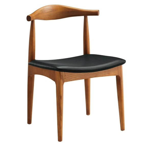 Modway Tracy 18" Modern Wood/Leather Dining Side Chair in Black/Brown