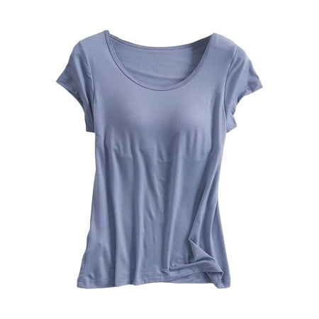 Moonker Tees Tops for Women Under $10 Yoga Gym Tops Workout Tank Tops Strap Padded Undershirts Cotton Camisole Vest Top Seamless Sleeping Vest Bra Top