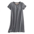 thumbnail image 5 of Sakmal 100% Cotton Nightgowns Women Comfy Loungewear Gray Striped Short Sleeve Nightgowns for Women, 5 of 5