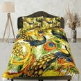 thumbnail image 1 of Pavo real dorado decoración estética juego de cama completo, funda nórdica de lujo reina,, 1 of 4