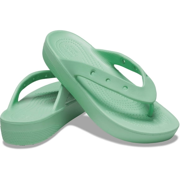 Crocs Women's Classic Flip Flops | Platform Shoes, Jade Stone, 9
