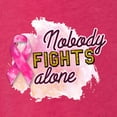 thumbnail image 2 of Nobody Fights Alone Watercolor Sparkles Breast Cancer Awareness Tri-Blend Racerback Tank Top, Shocking Pink, Large, 2 of 5