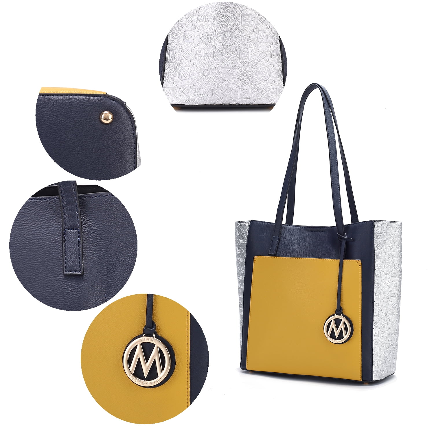 MKF Collection Leah Vegan Leather Women's Tote Bag, Color Block Sleek Shoulder Bag Purse Handbag by Mia K - Black