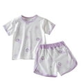 thumbnail image 2 of Spazoro Toddler Girls Pajamas Shirts and Shorts, Casual Home Wear Crew Neck Comfortable Short Sleeve Cute Print Outfit Sets for Child Girls Boys Purple Size 6 T, 2 of 3
