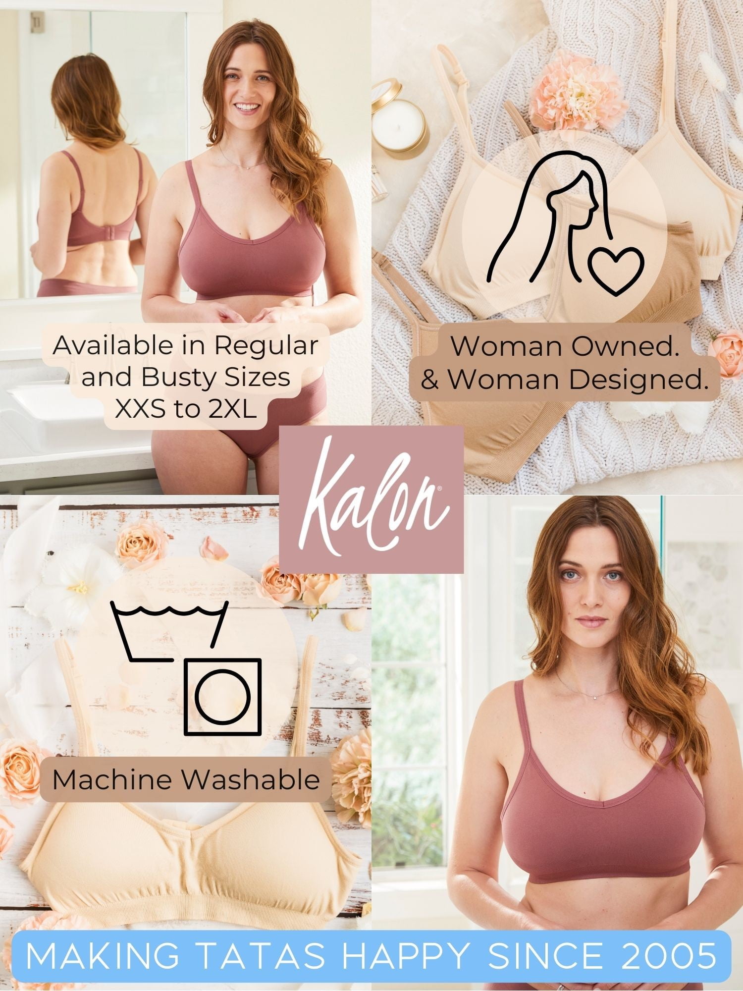 Kalon Women's Demi Bralette 4-Pack - Seamless, Wire-Free, Removable Pads, Convertible Straps For Everyday Comfort - View #2
