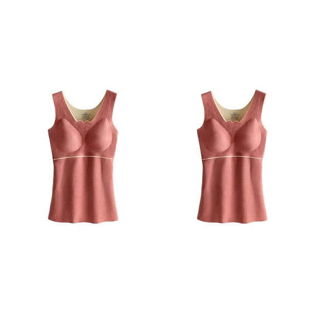 Ropa interior térmica Sonducket de invierno para mujer chaleco básico fibra acrílica adelgazante alta elasticidad Rosa oscuro XL 2Conjunto