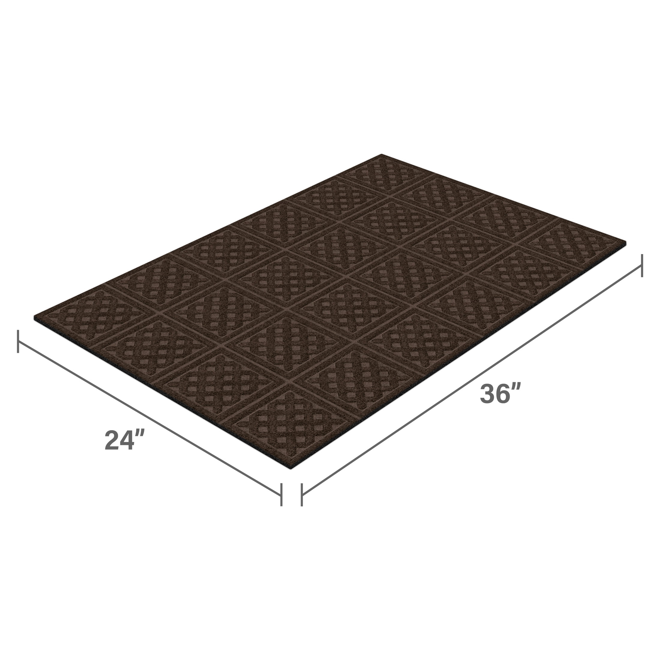 Mainstays Textures Lattice Polyester and Rubber Backed Doormat 2' x 3', Walnut