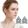 thumbnail image 2 of Vintage Minimalist Inlaid Diamond Metal Flash Ladies Earring Jewelry Gift, 2 of 6