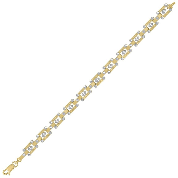 10kt Two-Tone Gold Womens Link Bracelet Size 8 Inches