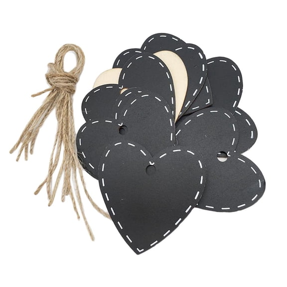 10 Pieces 72x73mm Gift Tags Heart Shapes Signs With String Wedding Craft Hang Tags Mini Hanging Wooden Blackboard Valentine's Day Gift Party