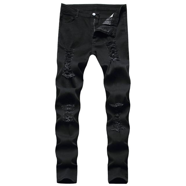 Pantalones Pantalones de Longitud Completa Para Hombres Nuevos Pantalones de Mezclilla de Motocicleta Elásticos de Hip-Hop Rectos Rasgados Ajustados Odeerbi ODB122200