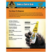 Gorilla Super Glue Brush And Nozzle Dual Option Fast 10 Second Setting Impact Tough 10g Dries Clear, 4-Pack