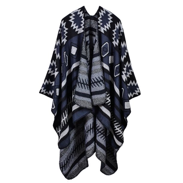 Mujer Poncho Bufanda Cardigan Suéter Geométrica Imprimir Caliente Cabo Shawl Bufandas Largas Pashmin Abanopi Aqua