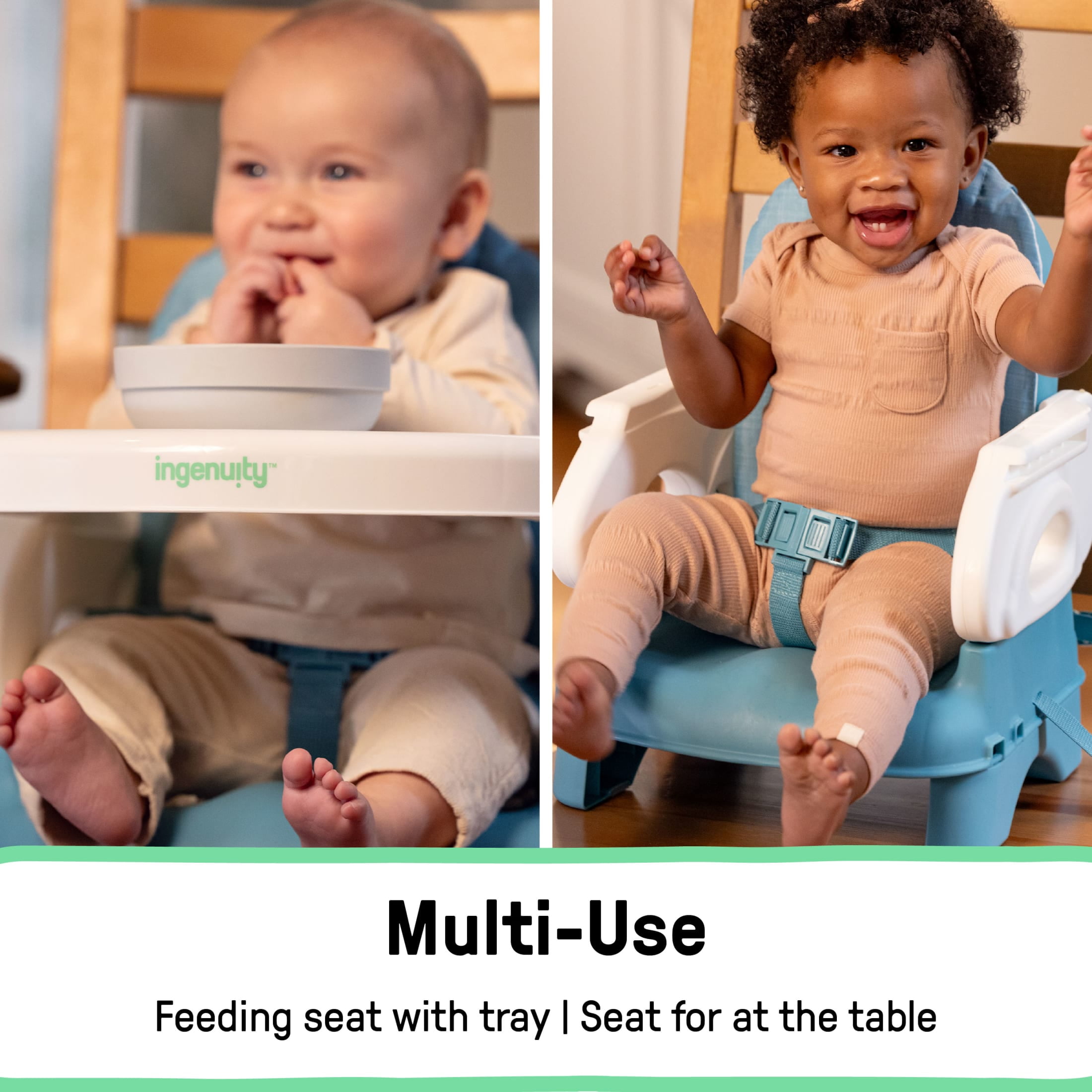 Ingenuity Deluxe Comfort Folding Baby Booster - Adjustable Height - Cushioned - Lightweight - 6M-3Y