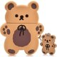 thumbnail image 2 of Llavero de oso con diseño de oso de galleta de dibujos animados, funda protectora completa de silicona compatible con funda Airpod 2 y 1 para niños y mujeres (marrón oscuro), 2 of 5