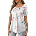 thumbnail image 3 of a.Jesdani Womens Tops Plus Size Short Sleeve Floral Shirts Pleated Tunic Tops 4XL, 3 of 7