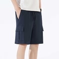 thumbnail image 4 of BXJX Boys Athletic Shorts, Elastic Waist Casual Quick-dry Multi-pocket Kids Shorts with Drawstring Navy Size 16-17 T, 4 of 9