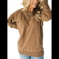 thumbnail image 3 of Sudadera Informal de Larga con Cuello Redondo para Mujer, Sudadera Holgada Marrón L, 3 of 8