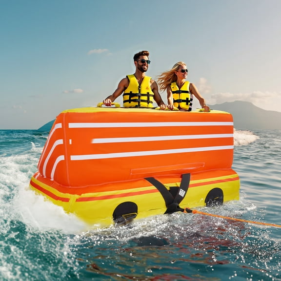 KFFKFF Towable Tube, Suitable for 1-3 Passengers, Water Sport Tubes and Towables with a Load Limit of 510lbs, Fun Water Towable Tube for Boat Pulling - Comes with Sturdy Nylon Casing,Dual Towing Poin