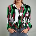 thumbnail image 2 of Womens Button Down Shirts Floral Printed Long Sleeve Lapel Collar Blouses Dressy Casual Business Work Tunic Tops Z001-Red XXL, 2 of 4