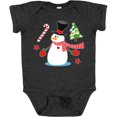 thumbnail image 3 of Inktastic Top Hat Snowman with Christmas Tree and Candy Cane Boys or Girls Baby Bodysuit, 3 of 5