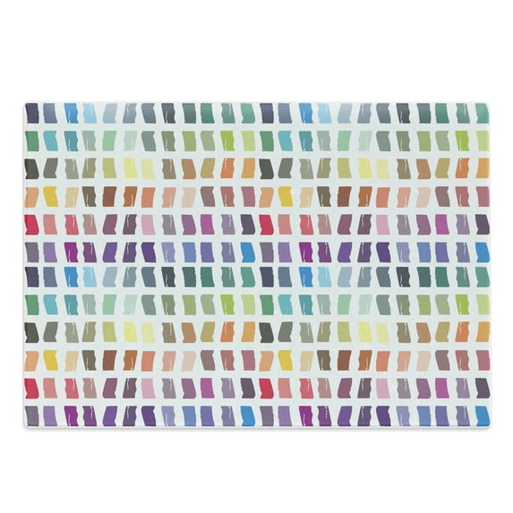 Abstract Cutting Board, Grungy Colorful Brush Stroked and Pencil Drawn Contemporary Modern Art, Decorative Tempered Glass Cutting and Serving Board, in 3 Sizes, by Ambesonne