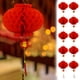 thumbnail image 1 of Farolillos de papel rojo, pack de 10 - 25x25x20cm con forma de panal colgante para el festival de primavera, bodas y fiestas, 1 of 9