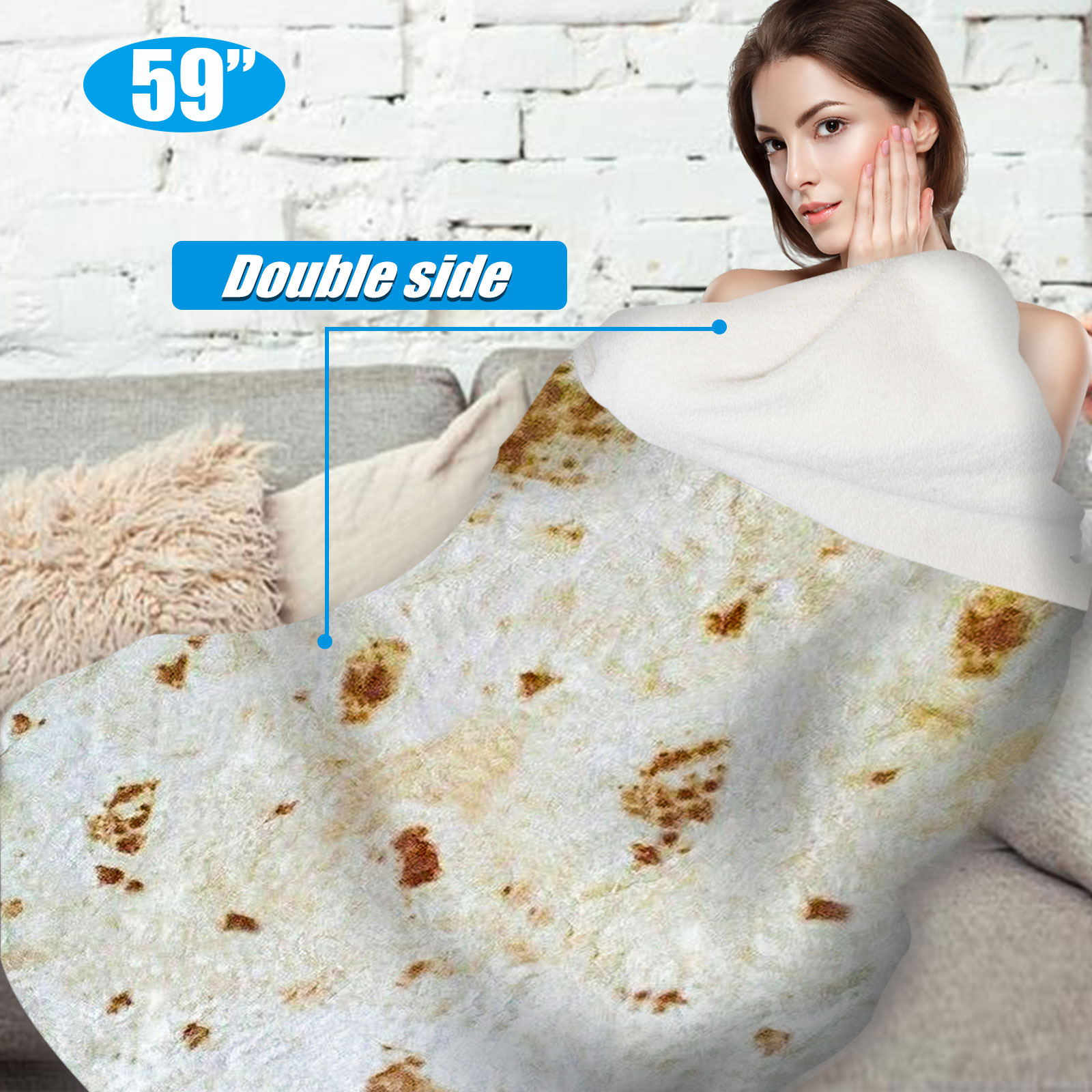 EEEkit Blanket Burritos, Burritos Tortilla Blanket 47/59inches, Food