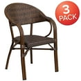 thumbnail image 2 of Flash Furniture 3 Pack Milano Series Bark Brown Rattan Restaurant Patio Chair with Bamboo-Aluminum Frame, 2 of 5
