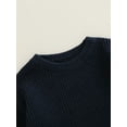 thumbnail image 5 of Sedceaty Newborn Baby Romper, Knitting Ribbed Surface Round Neck Long Sleeve Solid Color Crotch Button Bodysuit, 5 of 8