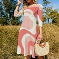 thumbnail image 4 of Abstract Pink Wavy Design Dress Summer Dresses Woman Street Style Big Size Casual Dress, 4 of 9