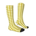thumbnail image 3 of Daiia Sports Socks Yellow Checkboard Printed Novelty Crew Socks for Men Women Knee High Socks Cotton Socks Soft & Breathable Support Unisex Socks, 3 of 9