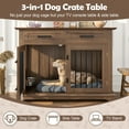 thumbnail image 5 of ZephyPaws 45in Large Dog Crate Furniture,Wooden Dog Kennel Furniture End Table with 2 Doors and Rotating Bowls,XL Dog Kennel Indoor,Dog Cage TV Stand for Large Medium Dogs,Brown, 5 of 7