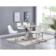 thumbnail image 2 of 7 Piece White Faux Marble Silver Stainless Steel Dining Set in Counterheight, 2 of 7