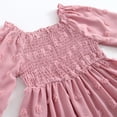 thumbnail image 7 of mgoYE Birthday Girl Dress Girls Long Sleeve Dress Dot Square Neck Smocked Spring Fall Dresses(Pink,5-6 Years), 7 of 7