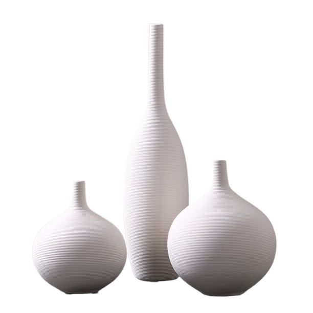 Juego de 3 jarrones de cerámica for sala de estar, arreglo floral, muebles, arreglo floral decorativo blanco