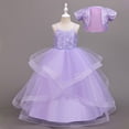 thumbnail image 3 of Girls Long Princess Dresses Gown Sleeveless Halter Strap Lace Princess Dresses with Cardigan Top 2Pcs/Set Party Ball Tulle Pageant Gowns for Evening, Wedding, Birthday,Size 4-14T, 3 of 9