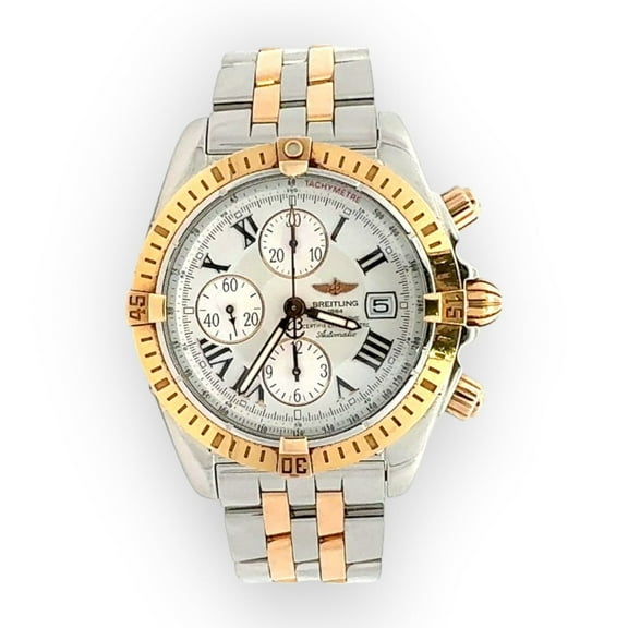 Pre-Owned Breitling Chronomat Evolution Stainless Steel & Yellow Gold White Dial 44mm