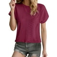 thumbnail image 2 of VgaVtl Tshirts Shirts for Women Short Sleeve Summer Tops Women Plain Basic Daytime Breathable Leisure Loose Tops,Red XL, 2 of 4