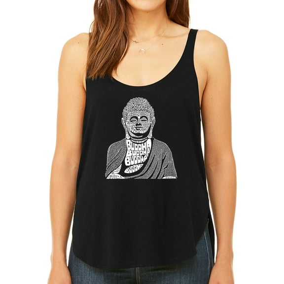 Women's Premium Word Art Flowy Tank Top - Buddha